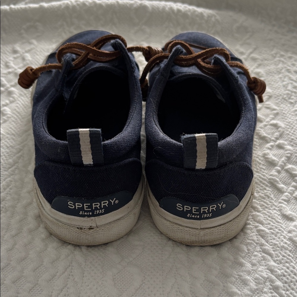 Sperry Navy Blue Sneakers with Brown Laces - Picture 2 of 6